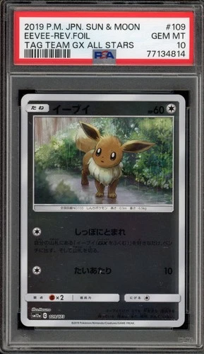 Pokemon Eevee Tag Team GX All Stars Japanese Reverse Holo #109 PSA 10 Gem Mint