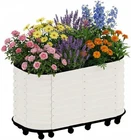 Mobile Galvanized Raised Garden Bed Self-Watering Elevated Planter Box w/ Wheel