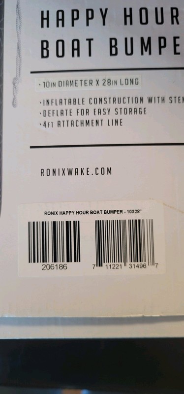 Ronix Wake  Happy Hour (Charcoal Grey) Boat Bumper- 10" x 28"