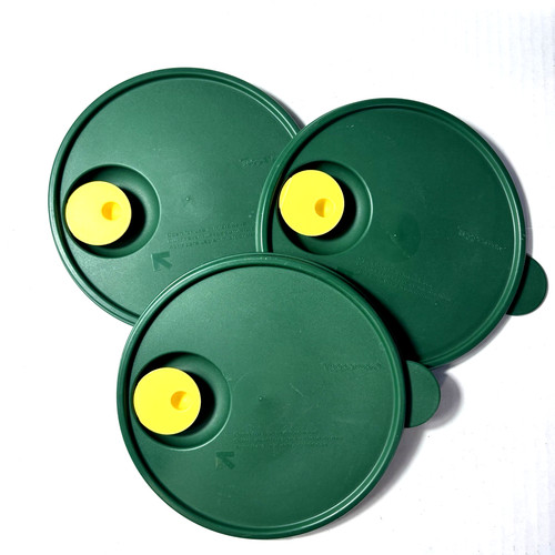 Tupperware 2649A Dark Green Rock 'n' Serve Vented Set of 3 Replacement Lids
