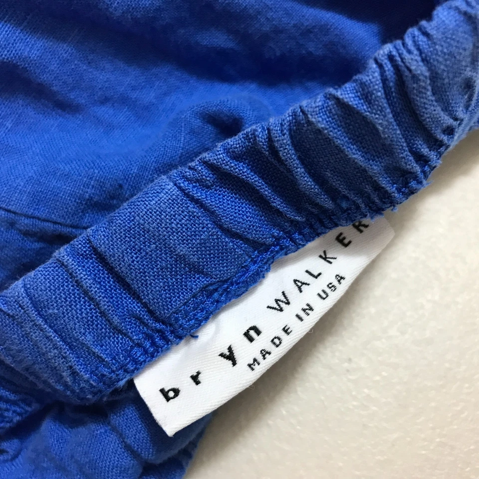 Bryn Walker 100% Linen Wide Barrel Leg Oliver Pants Blue Made in USA Size S - Image 3 of 4