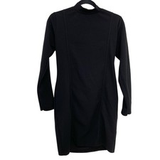 Pretty Little Thing Black Long Sleeve Mock Neck Bodycon Dress Womens 10 Mini