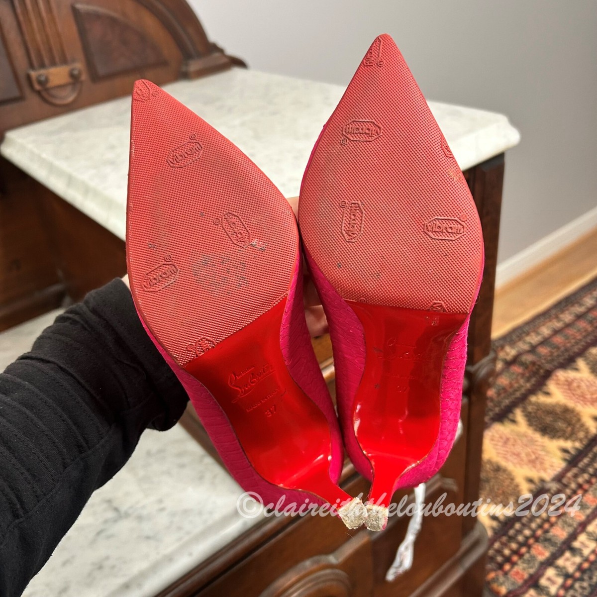Christian Louboutin Pigalle 100 Pink Nubuck Watersnake Pumps size