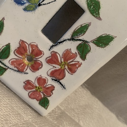 Enamelware Over Metal Flower Floral Switch Plate Pink White Signed Hand Painted - Picture 4 of 8