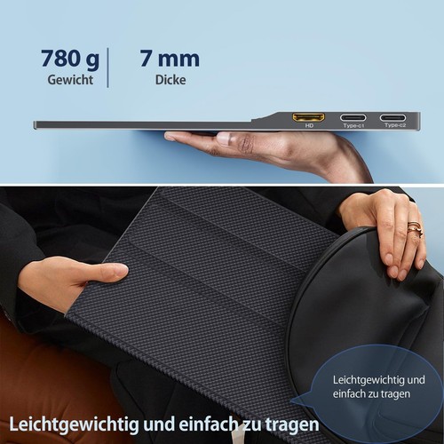Moniteur Portable 2025, 15,6 Pouces Écran IPS Mobile Portable FHD 1920x1080 - Photo 5/7