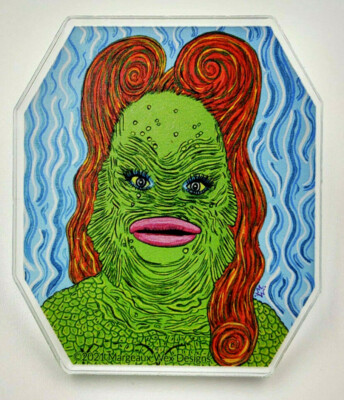 Creature Acrylic Pin Black Lagoon Drag Queen Horror Gothic Halloween Weird Art