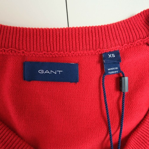 GANT Red 100% Cotton V Neck Jumper Sweater Size XS - Picture 5 of 9