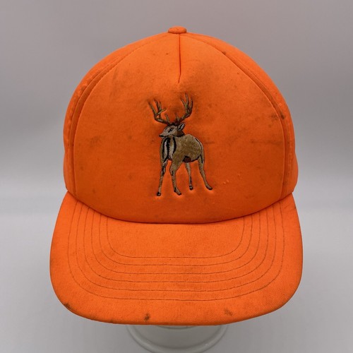 Winchester Hat Vintage 90's Blaze Orange Buck Deer Hunting Cap snapback - Afbeelding 2 van 14