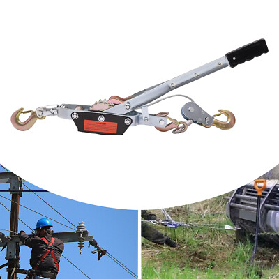 Power Puller Tightener with 3 Hooks and Dual Gears,Heavy Duty Cable Winch Puller