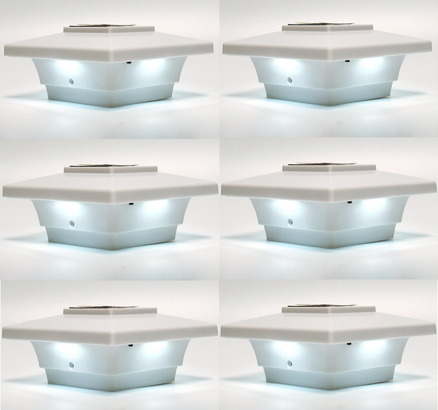 Solar Post Cap Light 4x4 White Low Profile 4 SMD LEDs Set ...