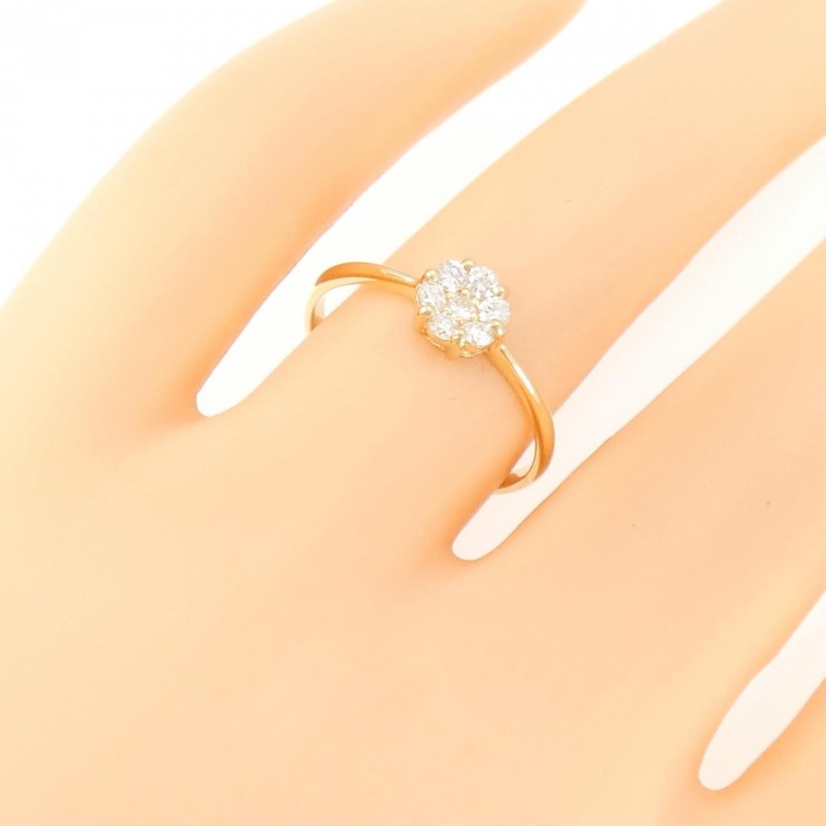 Authentic K18YG Flower Diamond Ring 0.20CT #270-003-987-4747