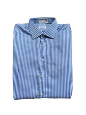 Brioni Striped Button Up Shirt Size 16 Blue Men s NWOT XL
