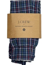 NWT J CREW Boxer Underwear Sz S-L-XL Blue Red Plaid 100% Cotton #J7