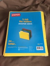 Staples Assorted Colors3 Tab File Folders, Letter-Size, 24/Pack