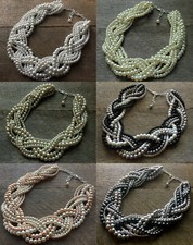 Statement Pearl Necklace Multi Strand Wedding Chunky Beaded Necklace 25 Colors