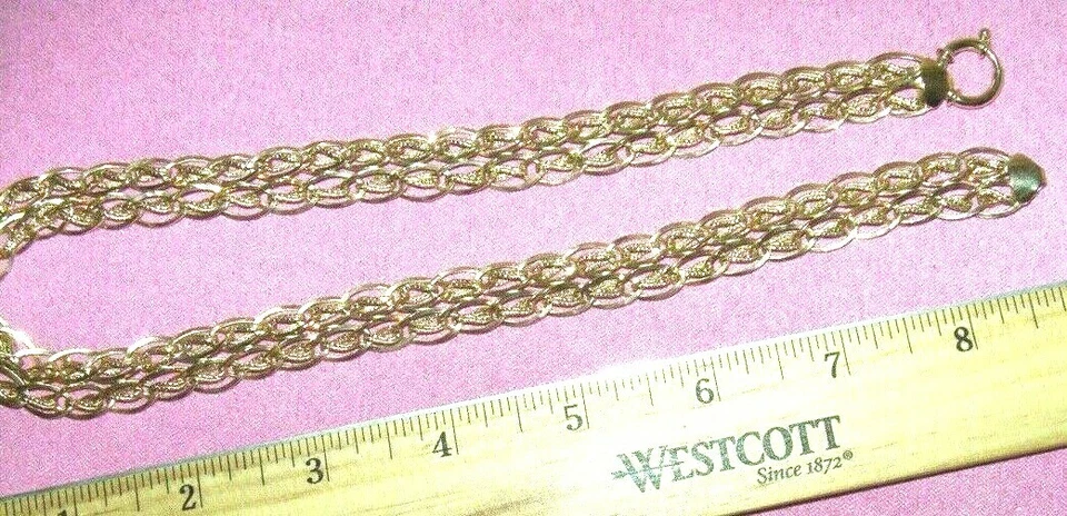 Cadena de oro de 14 quilates sobre plata de ley de 18 pulgadas (Turquía) Foto 3 de 4