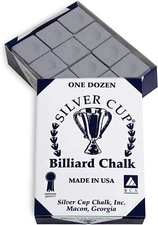 Silver Cup / Championship Billiard Chalk - ONE Dozen (Pewter)