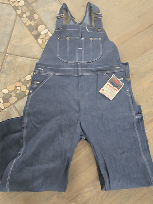 Vtg Sears Dark Blue Mens Bib Overalls 40 x30 Denim UNION MADE USA Workwear NWT