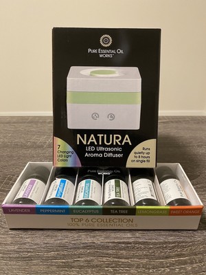 NEW Pure Essential Oil Works Natura LED Ultrasonic Aroma Diffuser with oil