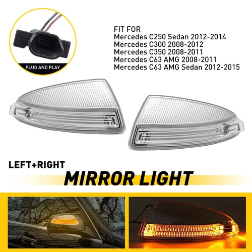 Pair Door Mirror Turn Signal Light Fits Mercedes Benz C300 C250 C350 C63 2008-14