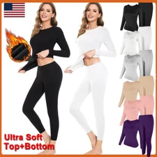 Thermal Underwear Womens Ultra-Soft Long Johns Set Base Layer Skiing Winter Warm