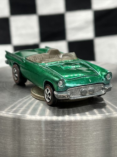1969 Hot Wheels Redline Classic '57 T-Bird Green Painted Lights Small Tank RARE! - Picture 2 of 9