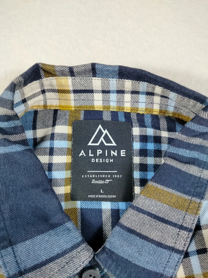 Alpine Design Shirt Mens Large Multicolor Flannel Plaid Gorpcore Cottagecore - Image 3 of 4
