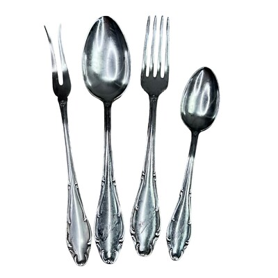 Wellner WLN4 Silverplate Flatware Lot 4 Patent 90 Spoon Fork Monogrammed Renate