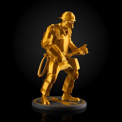 Team Fortress 2 Engineer Figurine | 3D Printed Low Poly TF2 Engineer Model