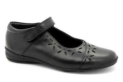 Buckle My Shoe Trinity Punch Detail Mädchen schwarz Leder Mary Jane Schulschuhe