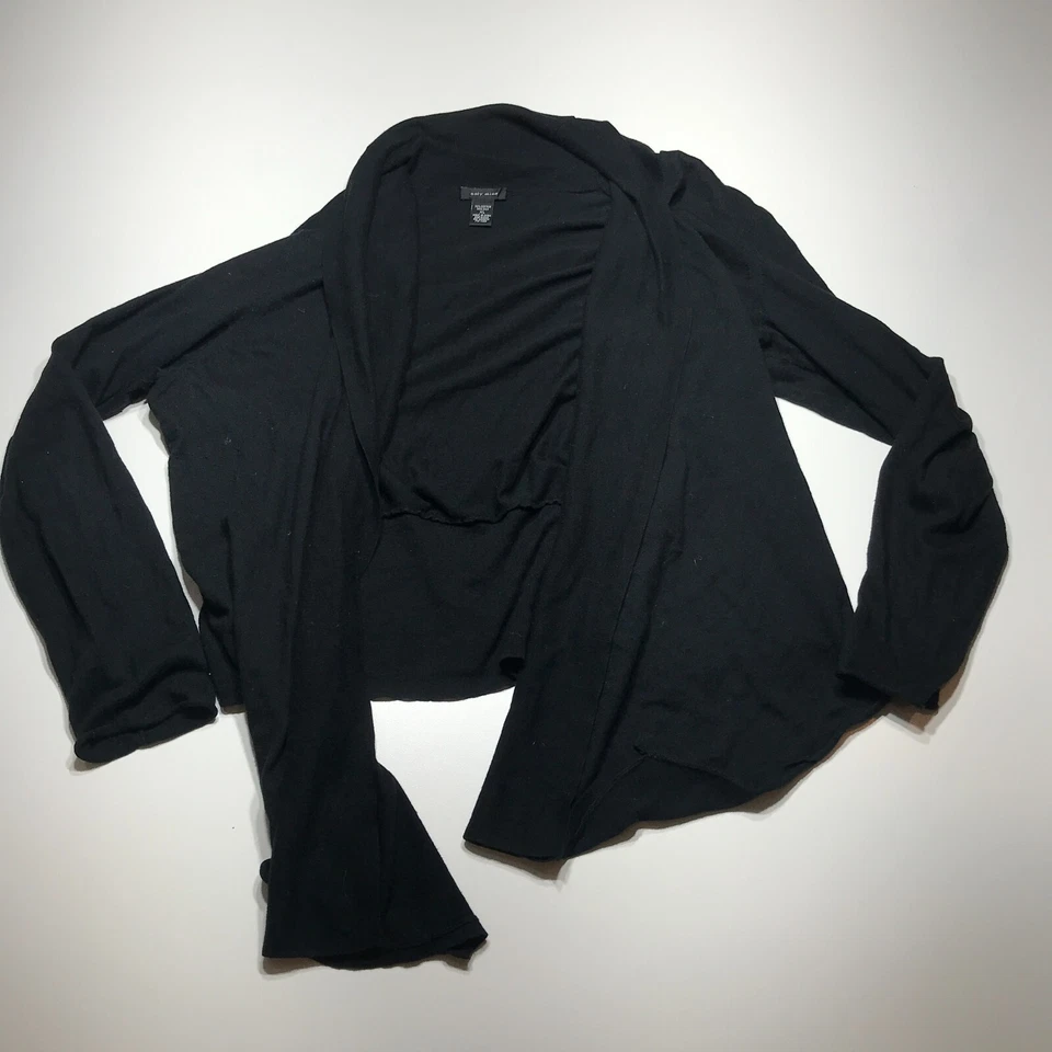 Cardigã suéter feminino Only Mine XL preto frente aberta algodão seda assimétrico - Imagem 2 de 4