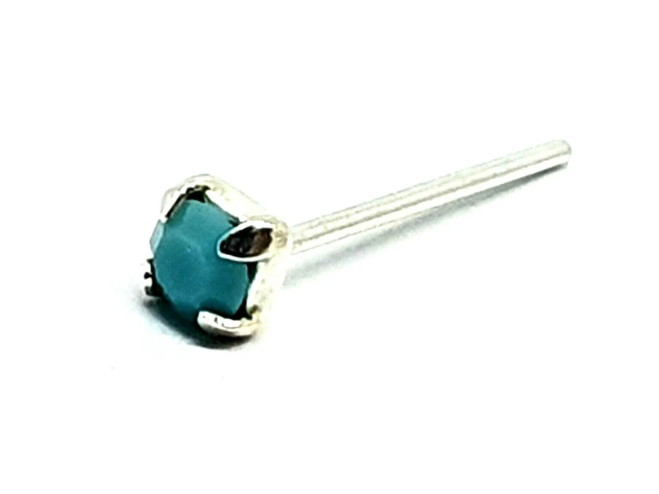 Borchia naso turchese piccola gemma da 2 mm 22 g (0,6 mm) argento sterling 92... - Immagine 2 di 4