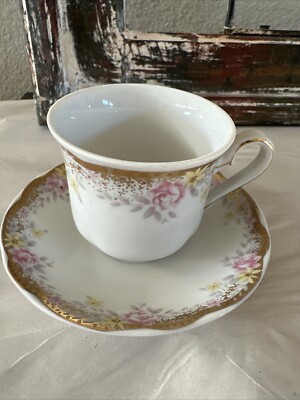 VTG Demitasse Cup & Saucer Leander 1946 Floral