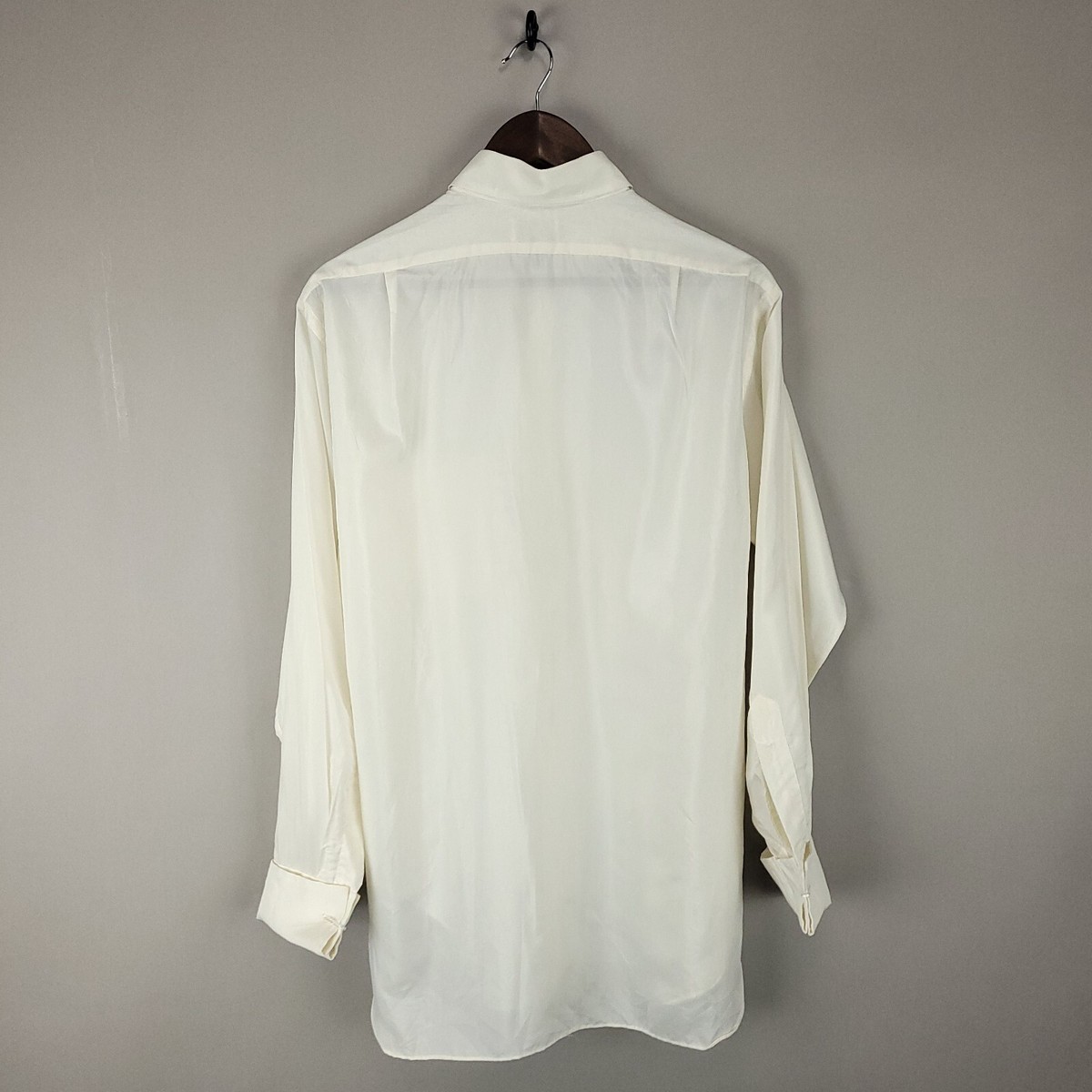 Vintage 50s Shirt Mens Large 16 34 White Dacron Silk French