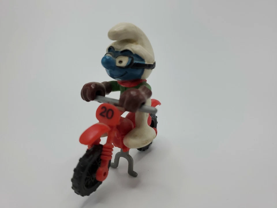 Pitufos Motocross Pitufo 40231 Figura De Colección Motocicleta Juguete PVC Estatuilla Schlumpf Foto 2 de 4