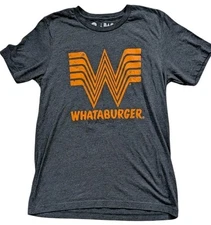 Whataburger Tee Shirt Men M    Restaurant Logo Distressed Vintage Style Gray 