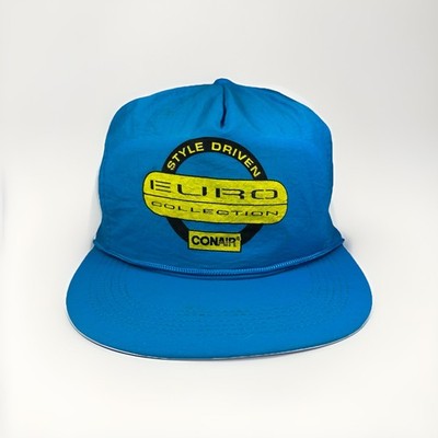 Vintage CONAIR Euro Collection Hat Hair Appliances 90s Blue Nylon Snapback Cap
