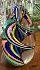 Glass Eye Studio Dichroic Egg Spiral Paperweight  Beautiful Excellent Look