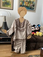 FASCHINGSKOSTÜM INDIANER 2 TEILIG HOCHWERTIGES WASCHLEDER BEIGE GR XS & S