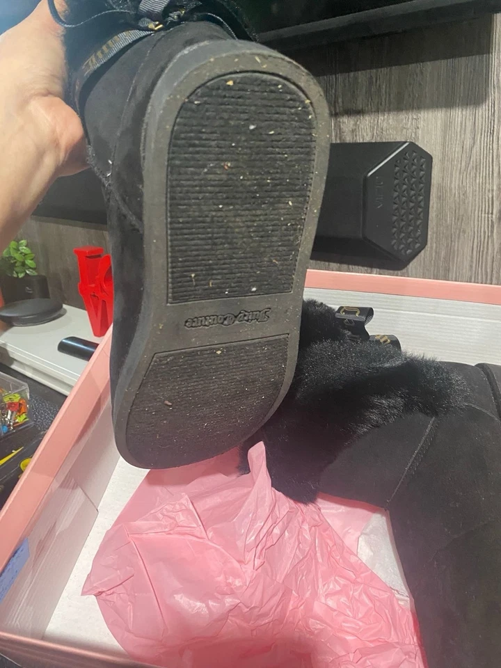 Juicy Couture Boots Womens Sz 8 Cold Weather Ankle Black Faux Suede Fur NEW - Image 4 of 4