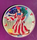 2001 WALKING LIBERTY ONE TROY OUNCE FINE SILVER, COLORIZED