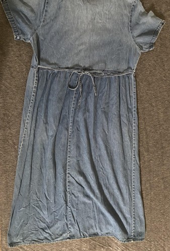 Bobbie Brooks Denim Dress Womens Large Blue Embroidered Flowers Pockets Casual - Picture 12 of 13