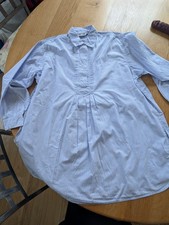 Two Plus One Blue And White Striped Cotton shirt, Maternity or Plus Size Medium