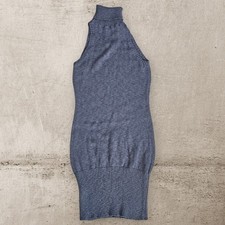 Pink Rose Vintage 90s Gray Sleeveless Turtleneck Mini Sweater Dress M Bodycon