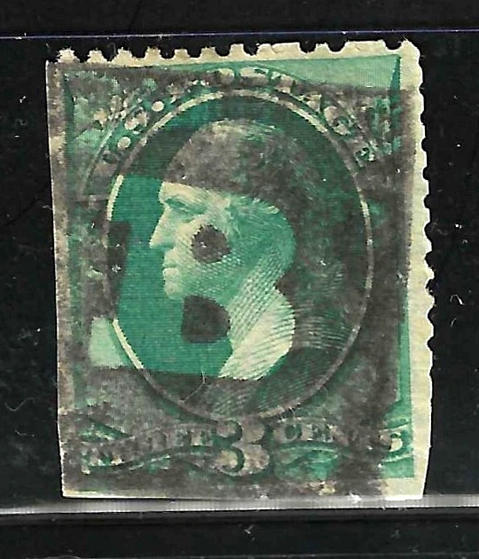 Collection 3 Diff LETTER B Fancy Cancel 3 Cent Washington Banknote 1870's US2-18 - Image 4 of 4