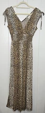 Studio West Apparel Medium Leopard Print Long Dress Slinky Material Padded Cups