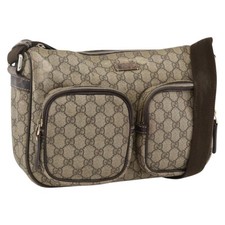 GUCCI GG Supreme Shoulder Bag PVC Beige Gold 246881 Auth LNZ392