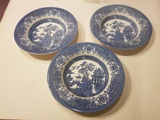 3 x Willow Pattern Bowls, Unbranded, Preloved, 22cm x 4 cm