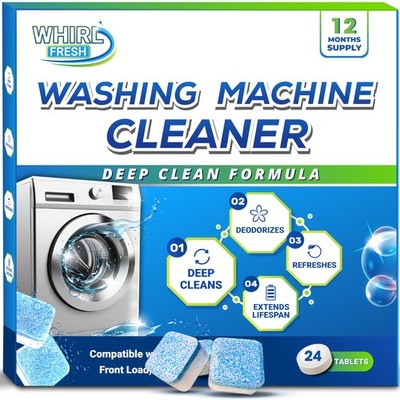 Washing Machine Cleaner Tablets 24 Pack Deep Cleaning Descaler Deodorizer Septic