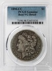 1890 CC $1 Morgan Silver Dollar Bent- VG Detail PCGS Genuine — photo 1